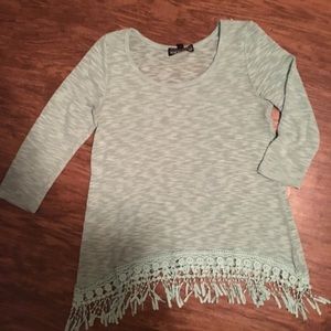Aqua fringe sweater